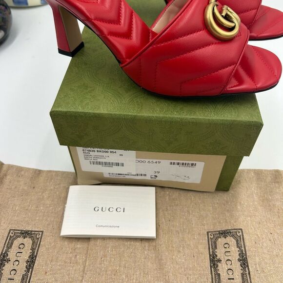 Women's Gucci GG Marmont Leather slide sandals size 39 made in Italy - Picture 4 of 11